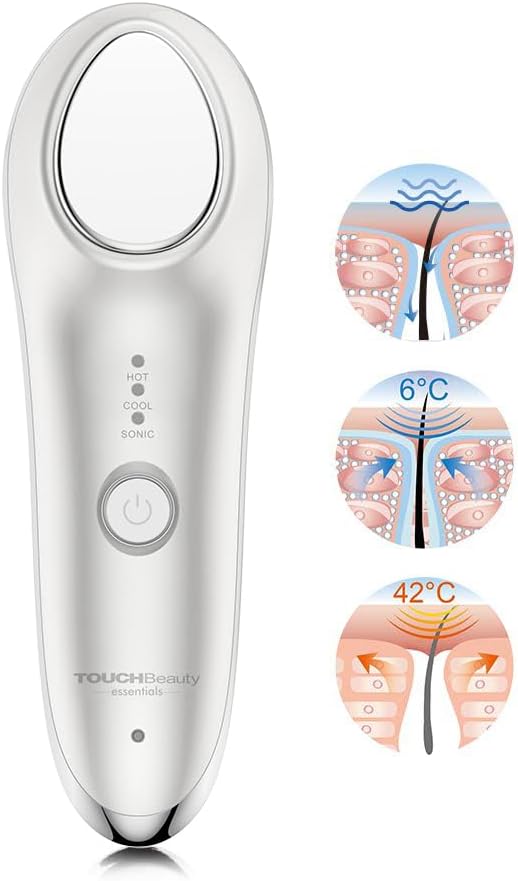 TOUCHBeauty Masajeador facial caliente y frío, dispositivo de vibra...