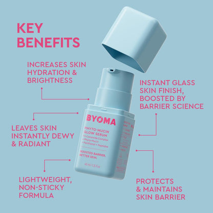 BYOMA Phyto-Mucin Glow Serum – Suero facial de mucina para piel de cristal – Rellena, prepara e hidrata – Primer impecable y base de maquillaje – Fortalece la barrera de la piel – 1.35 fl oz