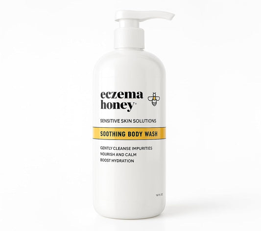 ECZEMA HONEY Gel de baño calmante - Gel de ducha diario y tratamiento de eccema - Gel de ducha para piel sensible para adultos, niños y bebés - Limpiador corporal para aliviar el eccema (13 onzas)