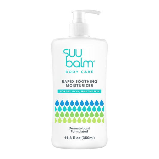 Suu Balm Crema intensa para aliviar la picazón, loción antipicazón para pieles sensibles, eczema, psoriasis y piel extrema, muy grave y seca, fórmula Derm, mentol y ceramidas, 11.83 onzas líquidas
