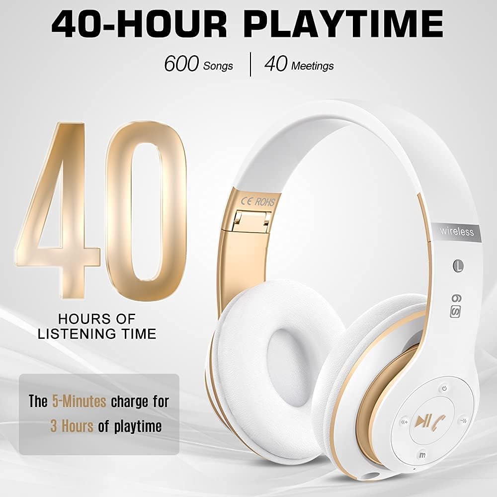 Audífonos inalámbricos Bluetooth 6S sobre la oreja, estéreo de alta...