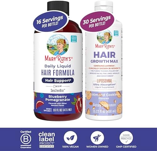 MARYRUTH'S Hair Growth Max y paquete de fórmula líquida diaria para...