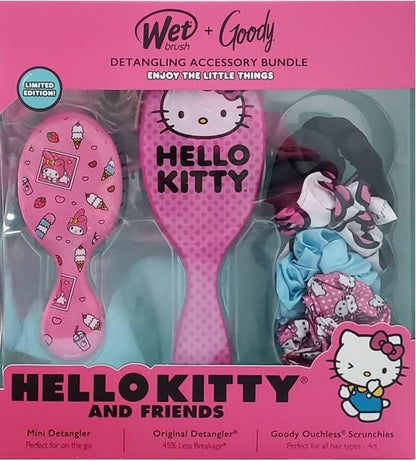 Wet Brush + Goody Paquete de Accesorios Desenredantes Hello Kitty y Amigos Juego de Coleteros Kit (1632833), 1.0 Onza