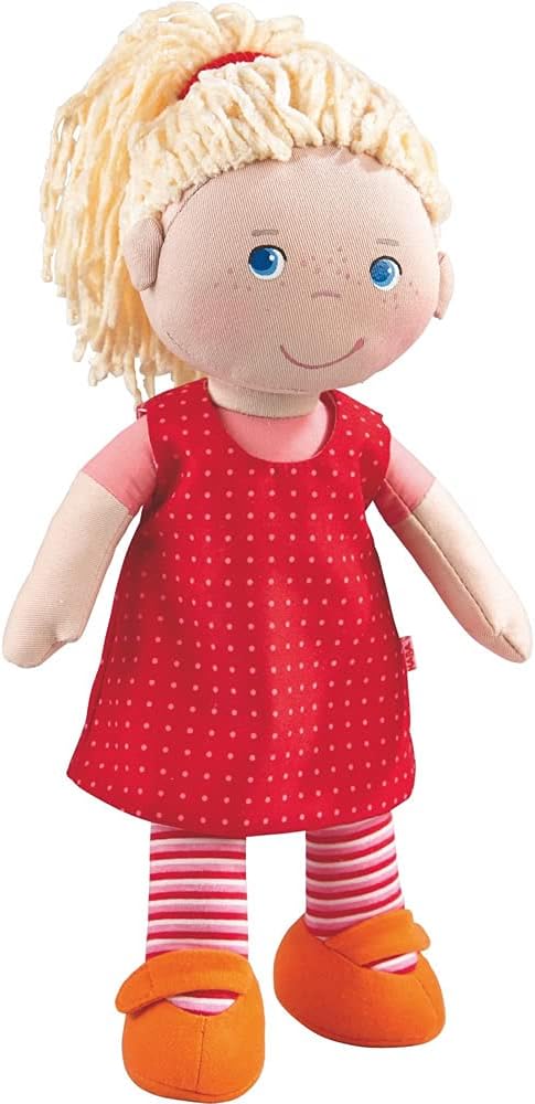 HABA Muñeca Annelie suave de 12 pulgadas con pelo rubio, cara borda...