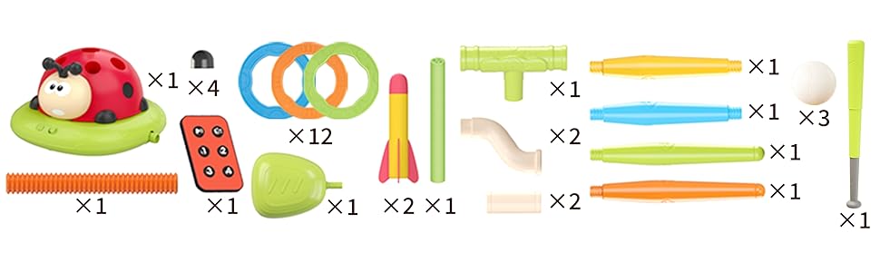 Juego de salto musical 4 en 1, juego de lanzamiento de anillos, juguetes de béisbol y lanzador de cohetes de lanzamiento por pisoteo para niños, juguetes y juegos con control remoto, juguetes para