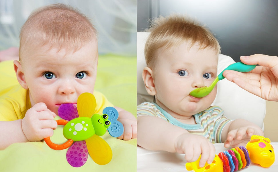 AIVIAI Juguetes para bebés de 0 a 6 meses, juguetes para bebés de 0 a 3 meses, sonajeros para bebés, juego de juguetes con caja de almacenamiento, sonajeros musicales para recién nacidos, juego de regalos con el primer sonajero del bebé (11 piezas)