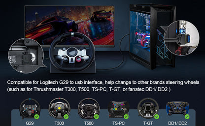para Logitech G29 Cambio de cambios a cable USB Modificación Accesorios de pieza