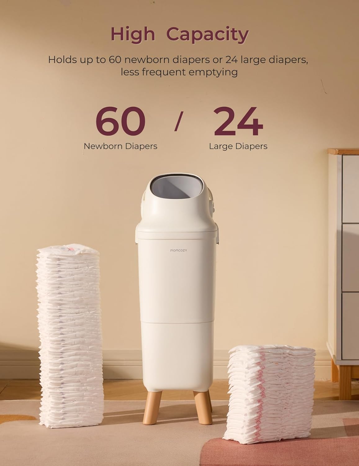 Momcozy Cubo de pañales con control de olores patentado de triple s...