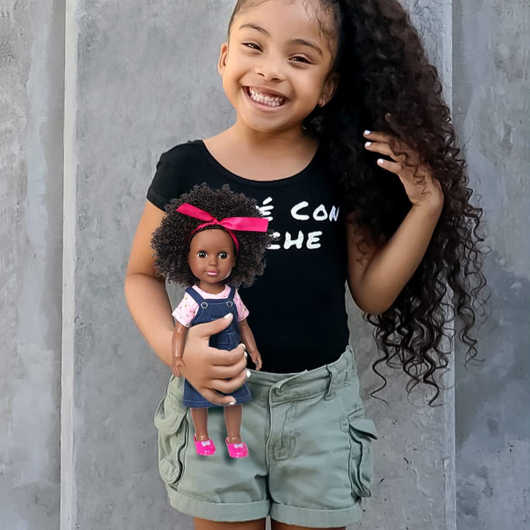 Ecore Fun Muñeca negra de 14.5 pulgadas, juego de ropa y muñeca afr...