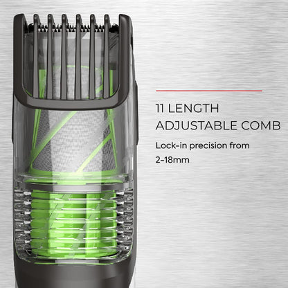 Remington Recortadora de barba al vacío, 13 ajustes de longitud y e...