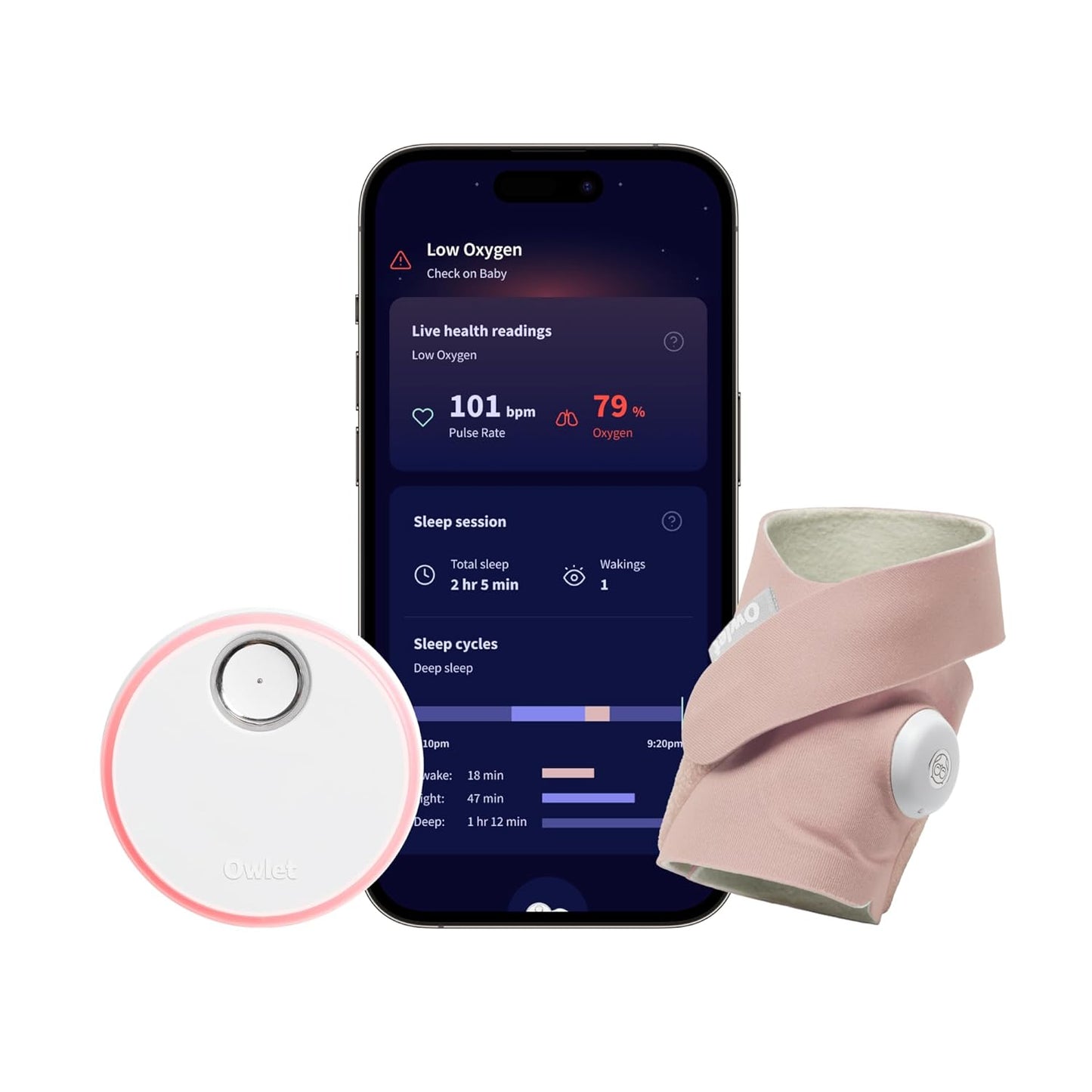 Owlet Dream Sock - Monitor inteligente para bebés, monitor de SpO2...