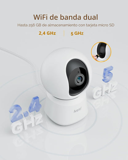 ARENTI Cámara de seguridad 5G para interiores, cámara para mascotas...