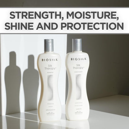 BioSilk Silk Therapy Duo Set Champú y Acondicionador, Cuidado Capilar de Limpieza Suave Para un Brillo Increíble, Sin Sulfatos, Parabenos y Libre de Crueldad, 12 Oz (Paquete de 2)
