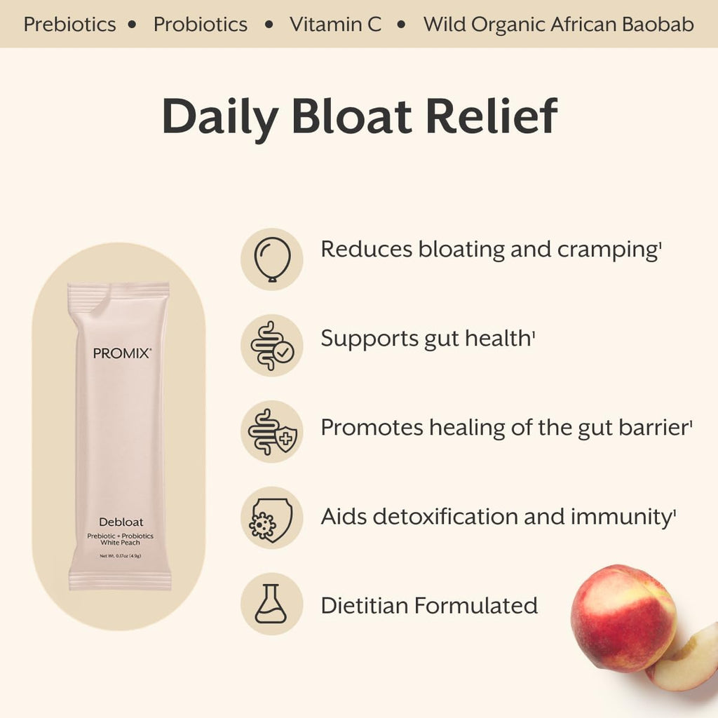 ProMix Nutrition Polvo Debloat para la salud intestinal, melocotón...