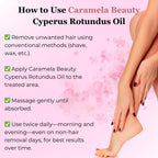 Aceite de Cyperus Rotundus Natural Caramela Beauty - 60ml de Aceite Natural de Cyperus Rotundus para Depilación, Hidratante y Calmante, Aceite de Cyperus para Reducir el Crecimiento del Vello Corporal