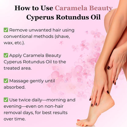 Aceite de Cyperus Rotundus Natural Caramela Beauty - 60ml de Aceite Natural de Cyperus Rotundus para Depilación, Hidratante y Calmante, Aceite de Cyperus para Reducir el Crecimiento del Vello Corporal