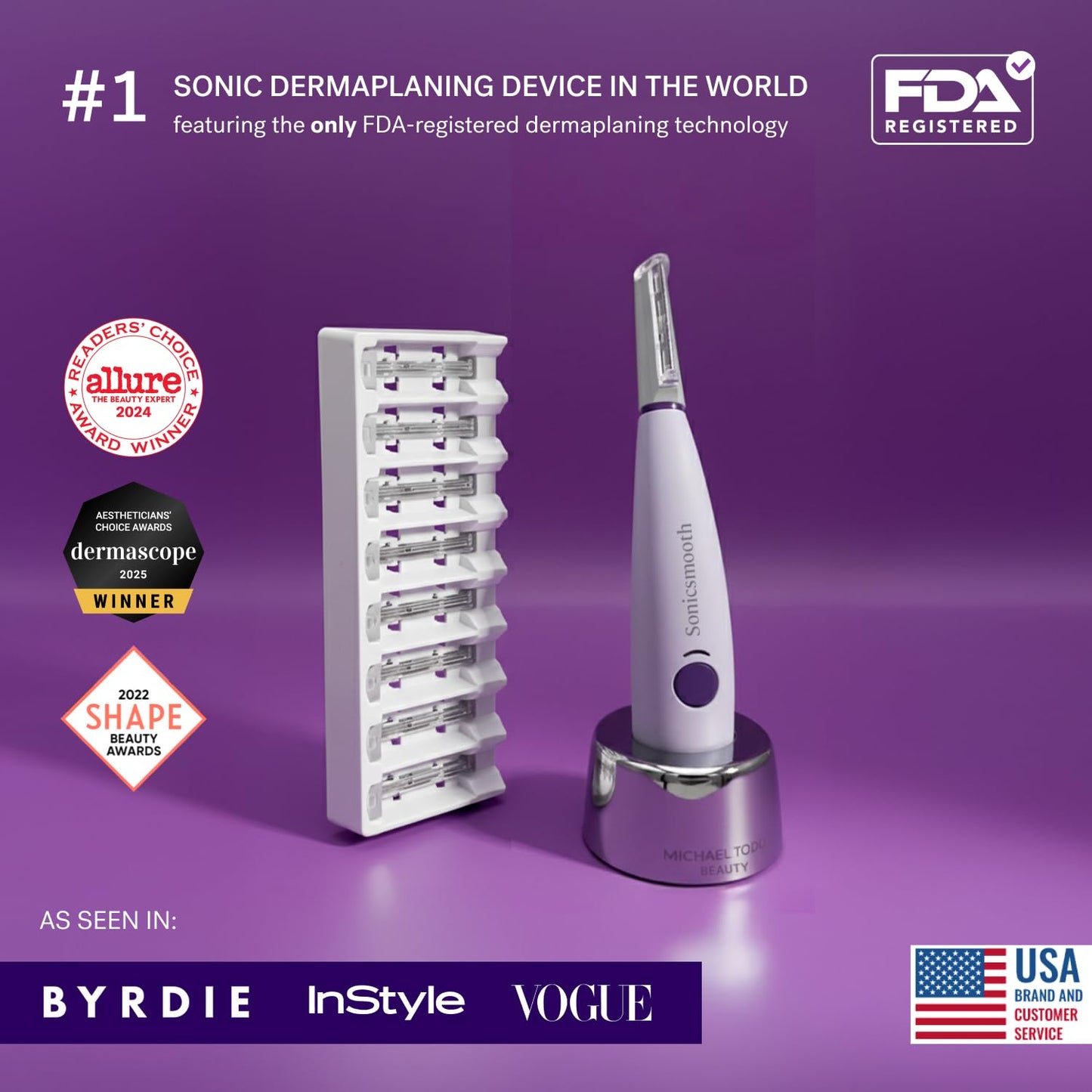 Michael Todd Beauty Sonicsmooth Dermaplane - Maquinilla de afeitar...