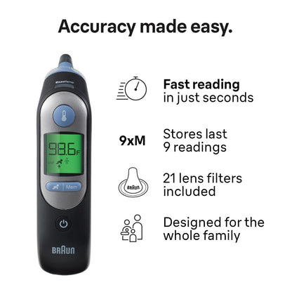 Braun ThermoScan 7 - Termómetro digital de oído para adultos, bebés...