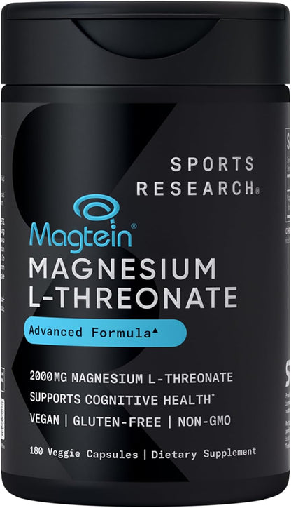 Sports Research® L-treonato de magnesio 2000 mg con Magtein®, 180 u...