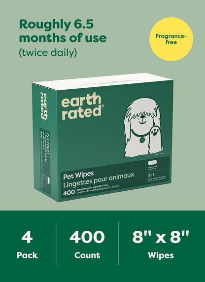 Earth Rated Toallitas para mascotas para perros y gatos, hipoalergé...