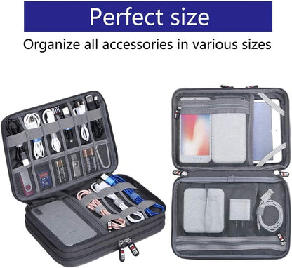 Bolsa organizadora de cables electrónicos, bolsa de almacenamiento portátil de doble capa para accesorios digitales electrónicos para funda de tarjeta SD, unidad flash USB, cables de carga, cargador