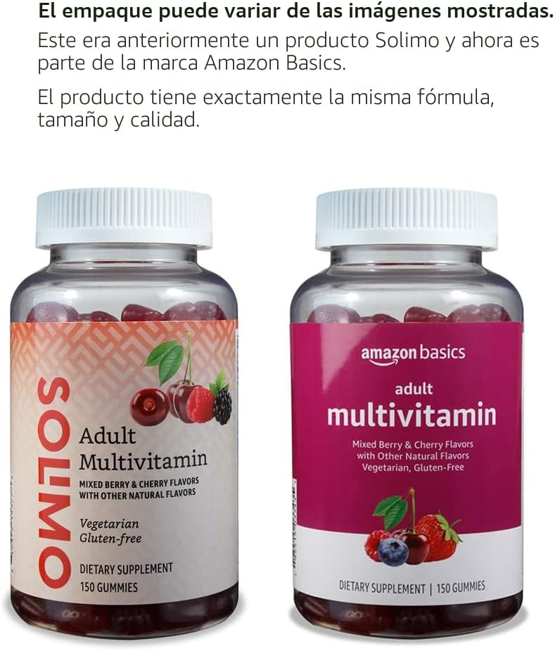 Amazon Basics Gomitas multivitamínicas para adultos, mezcla de baya...