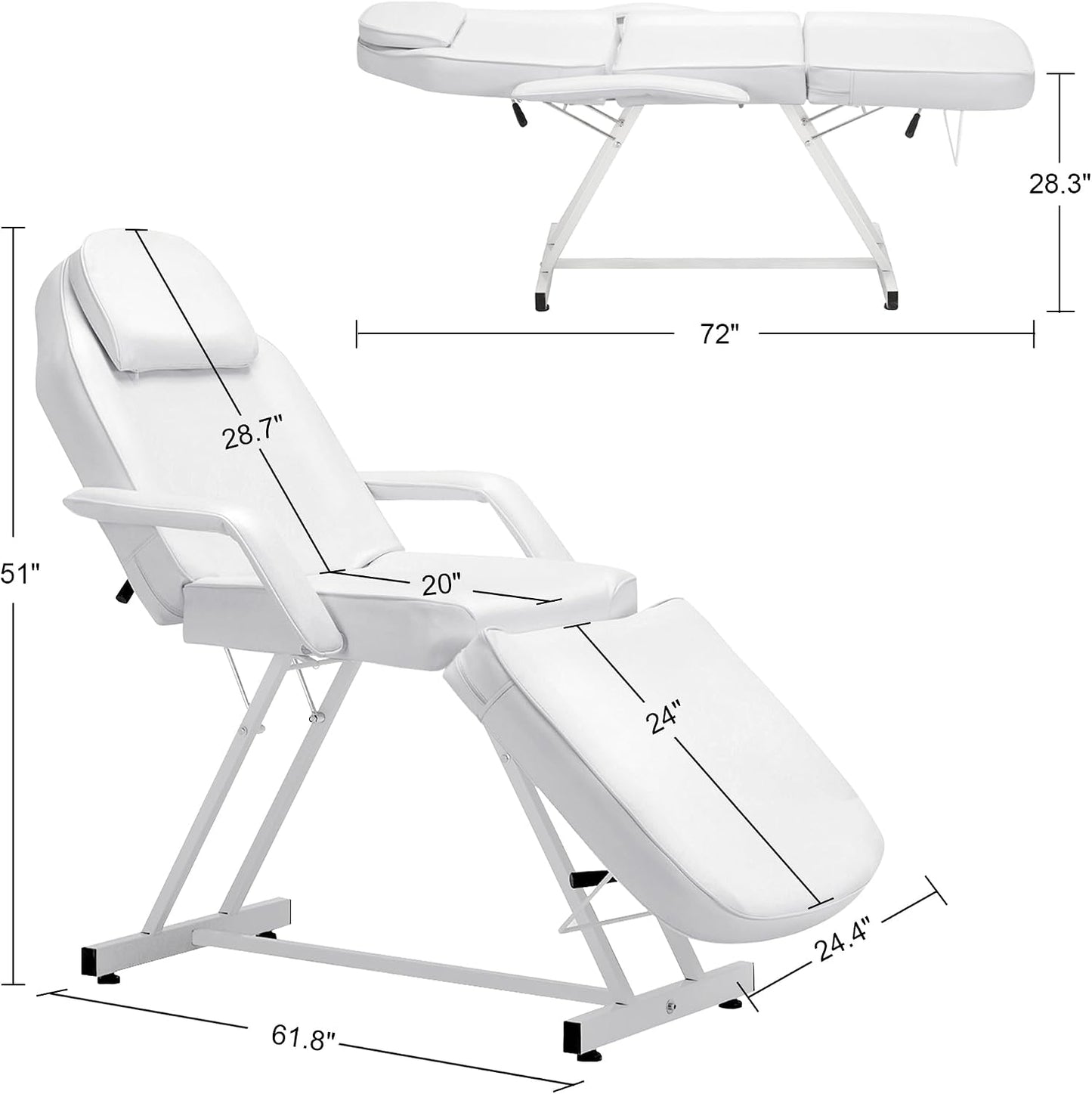 BarberPub Silla de tatuaje ajustable, mesa de tatuaje de 72 pulgada...