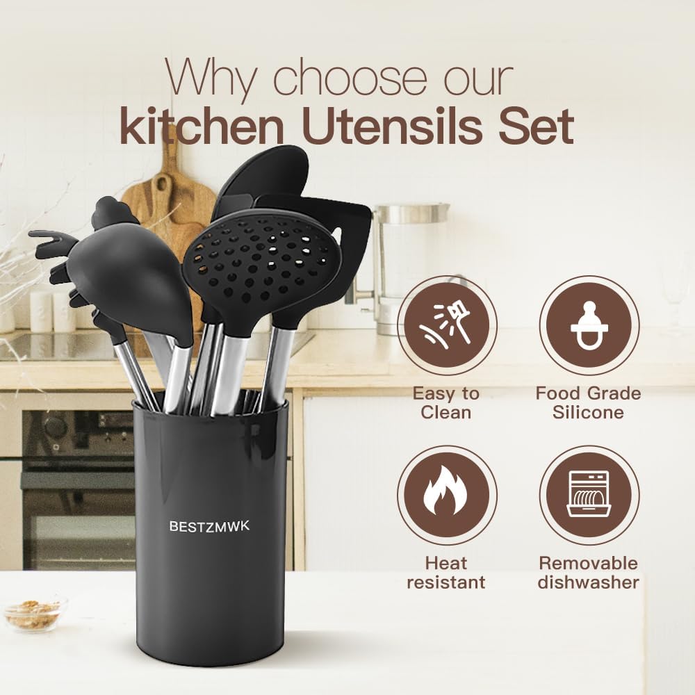 Juego de utensilios de cocina - Utensilios de cocina de silicona -...