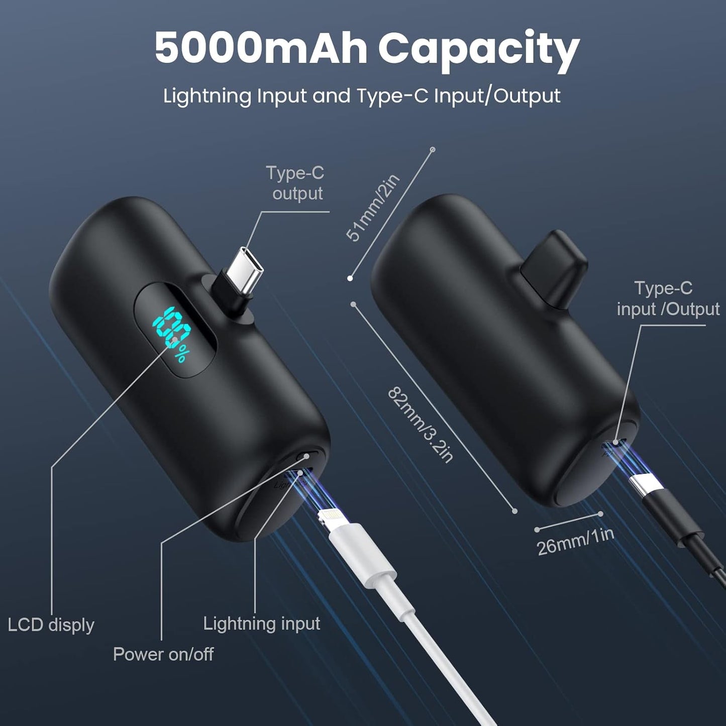 [Paquete de 2] Cargador portátil pequeño para iPhone 17\/16\/15 Ser...