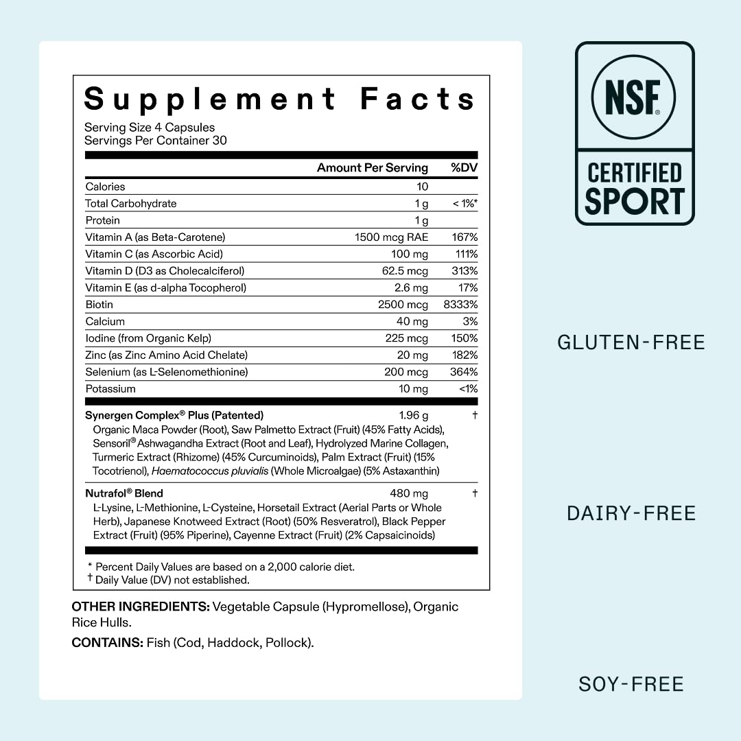 Nutrafol Suplementos para el Crecimiento del Cabello Women's Balance para Mujeres, Edades 45 y Más, Clínicamente Probados para Cabello Visiblemente Más Grueso y Cobertura del Cuero Cabelludo en 3-6
