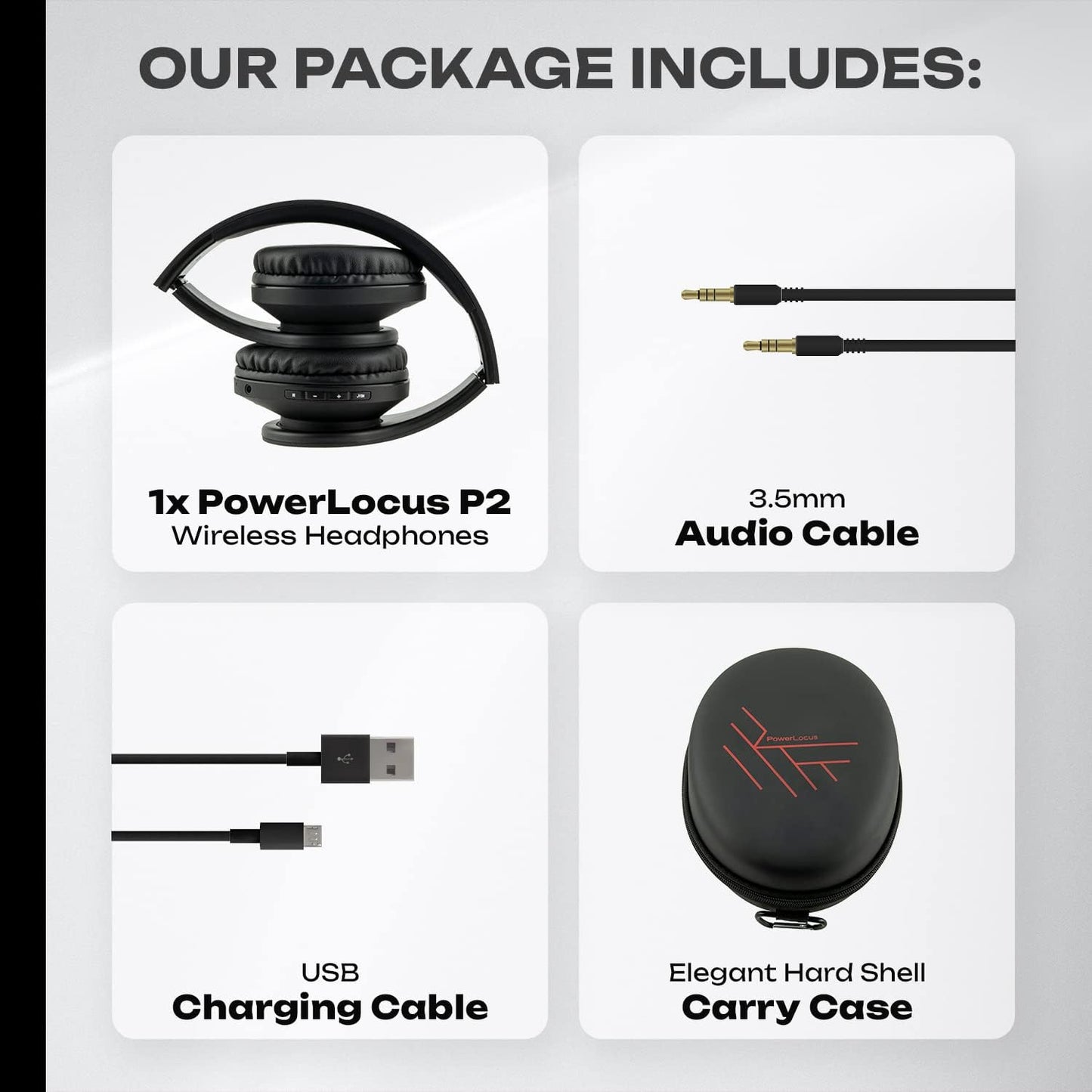 PowerLocus - Audífonos Bluetooth sobre las orejas, auriculares inal...