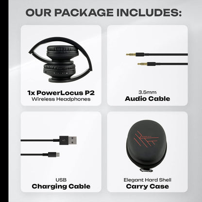 PowerLocus - Audífonos Bluetooth sobre las orejas, auriculares inal...