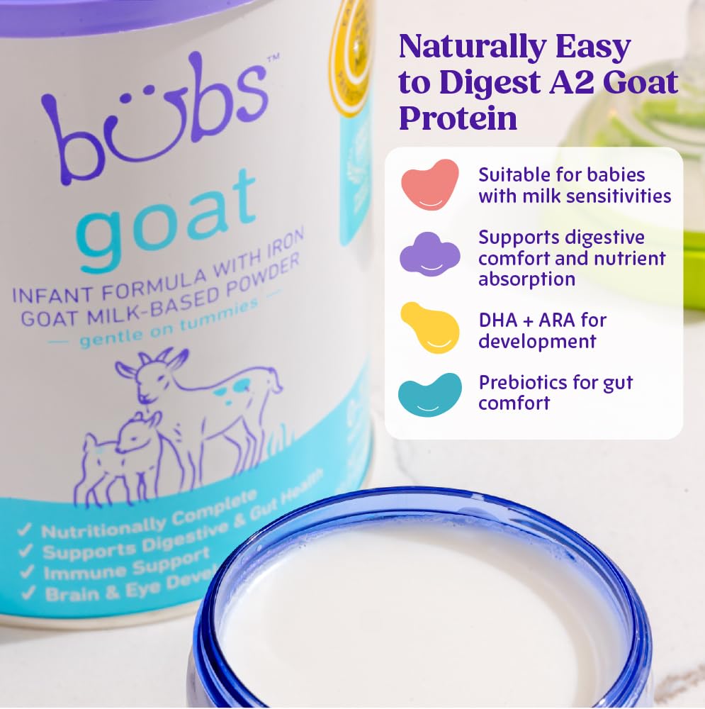 Bubs Fórmula infantil de leche de cabra entera para 0 a 12 meses, l...