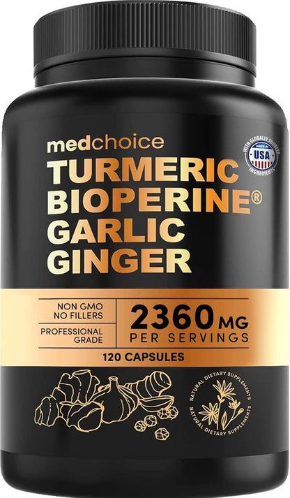 Suplementos de cúrcuma y ajo 4 en 1 con BioPerine \u2013 Cápsulas d...