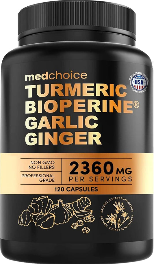 Suplementos de cúrcuma y ajo 4 en 1 con BioPerine \u2013 Cápsulas d...
