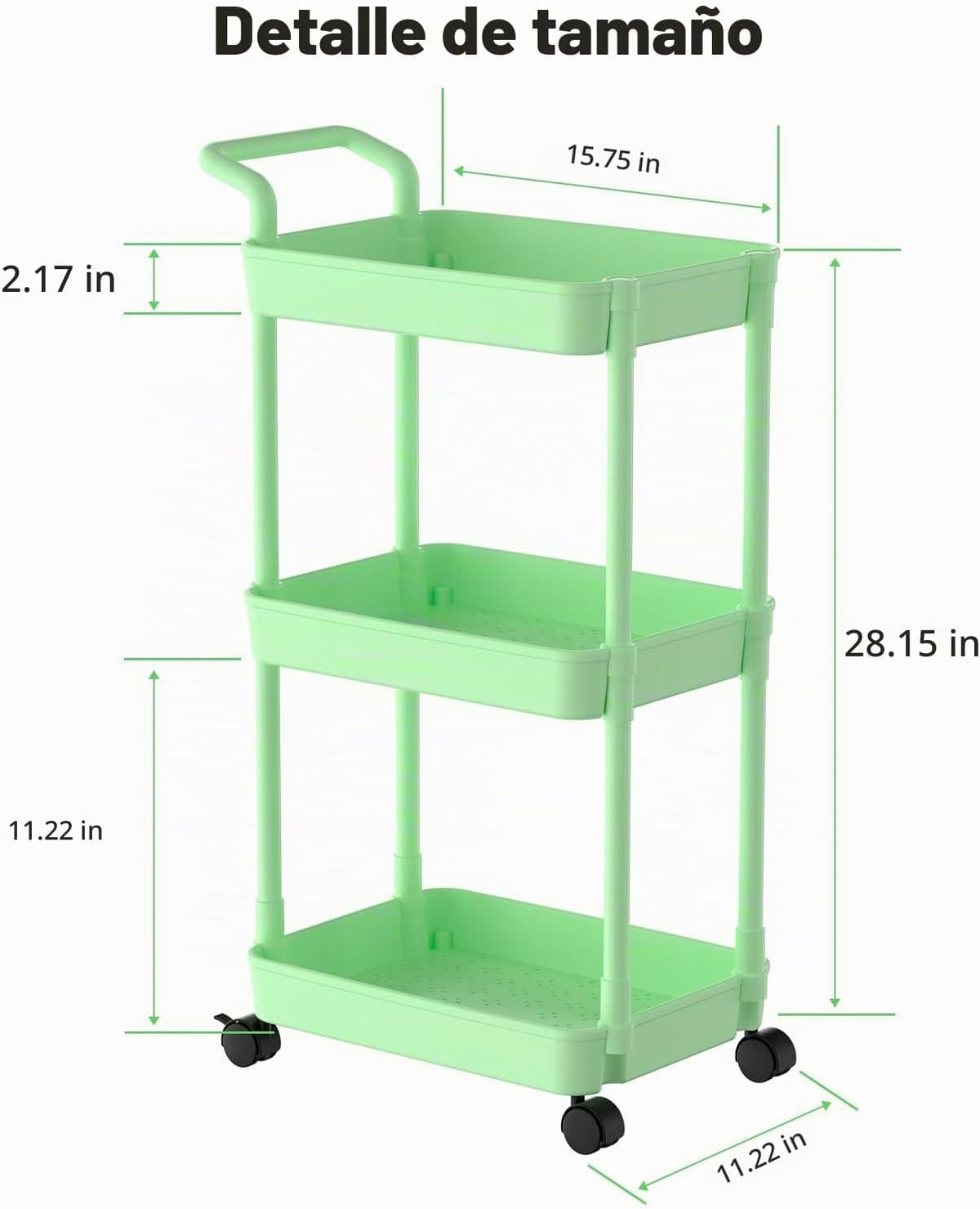 Carrito para pañales Volnamal, carrito con ruedas de 3 niveles para...