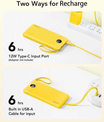 VRURC - Cargador portátil con cables integrados, batería de 10000 m...