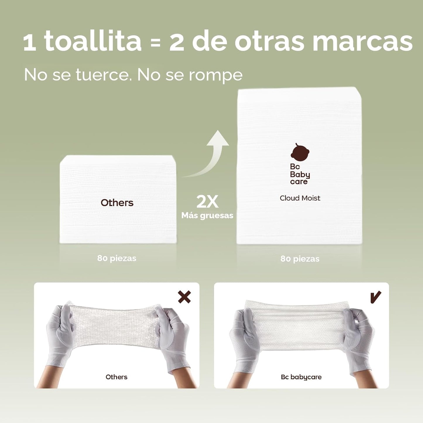 Bc Babycare Cloud Wet Toallitas de viaje para bebé, paquete de 6, t...