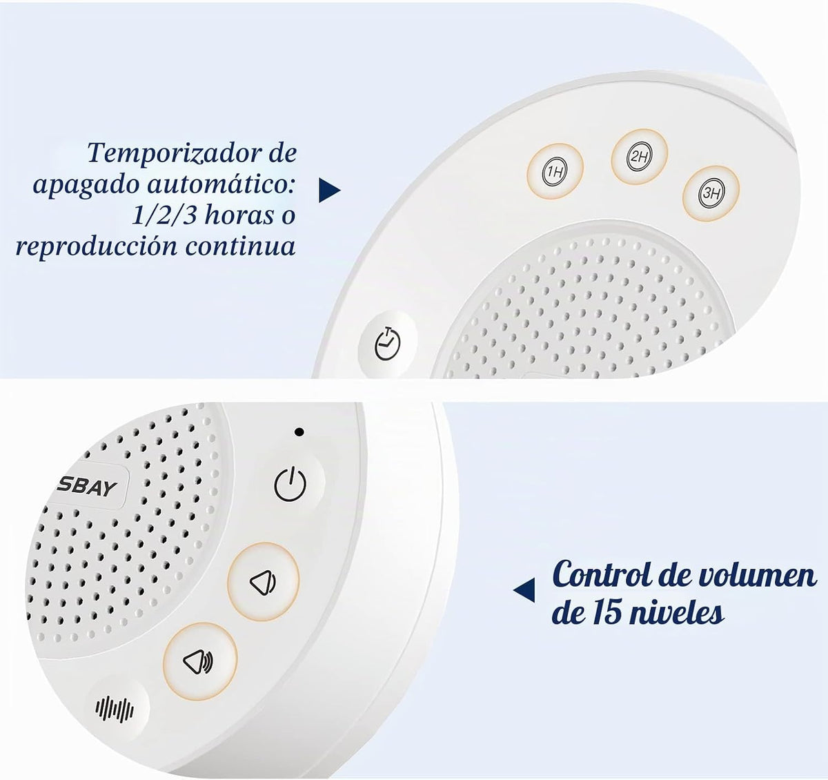 HOUSBAY Máquina de sonido brilla con ruido blanco para dormir, luz...