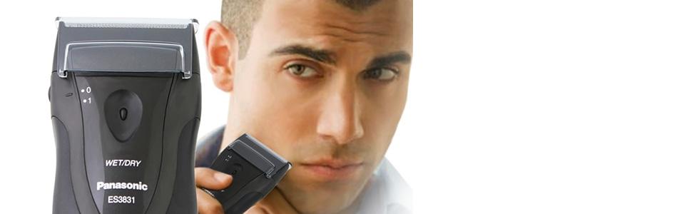 Afeitadora eléctrica Panasonic para hombres, afeitadora inalámbrica ligera húmeda/seca con agarre ergonómico, ES3831K, negro