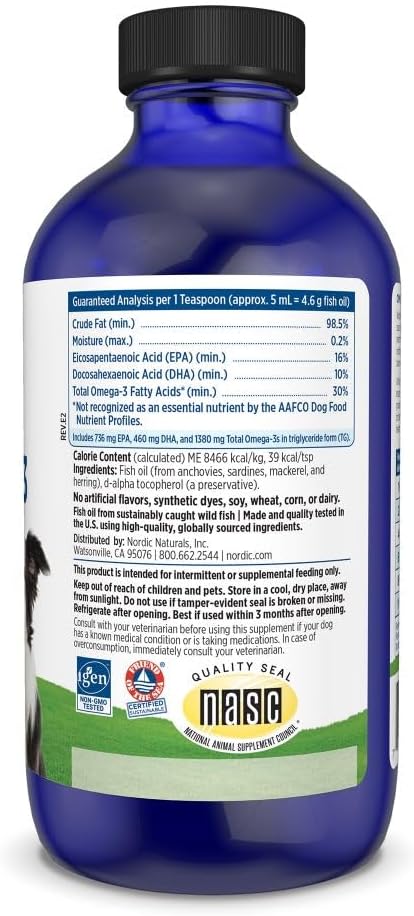 Nordic Naturals Omega-3 para mascotas, sin sabor, 8 onzas, 1380 mg...