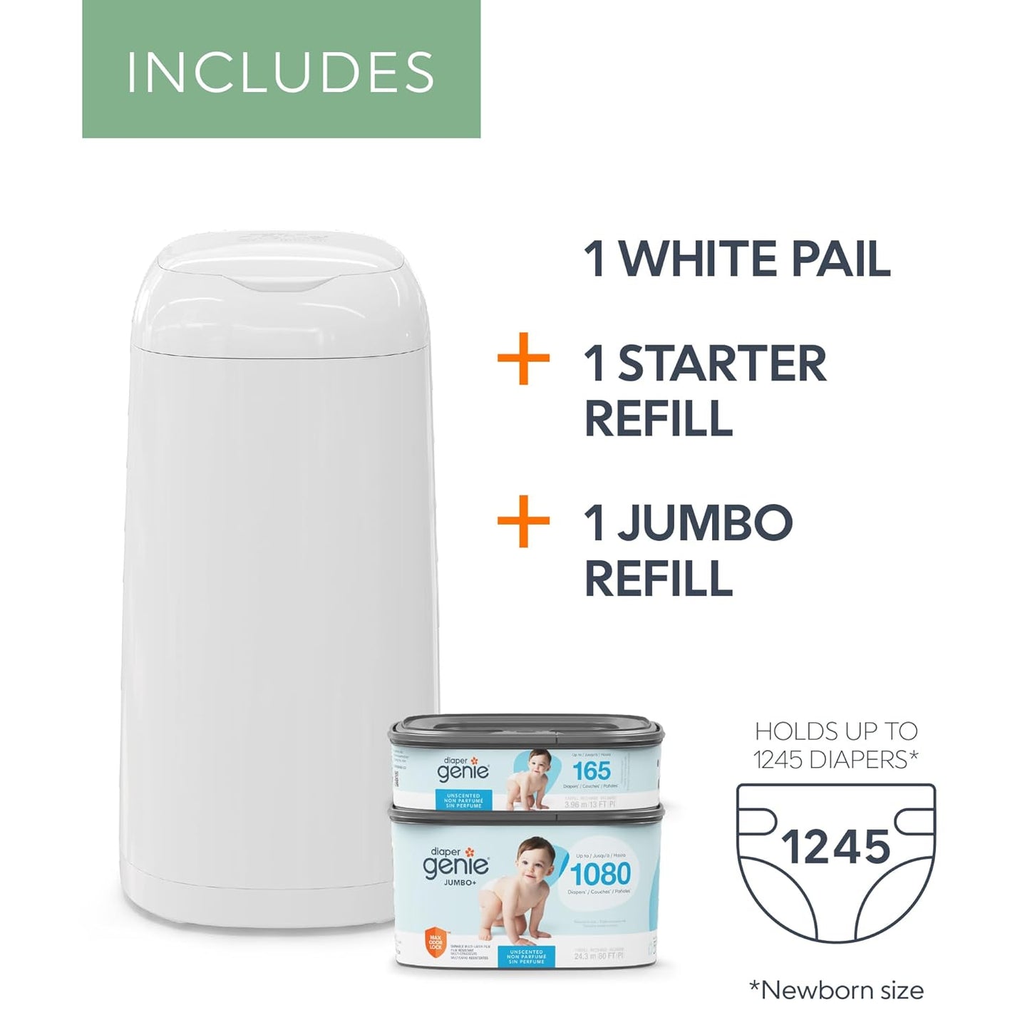 Diaper Genie Juego de regalo clásico de cubo de pañales | Control d...