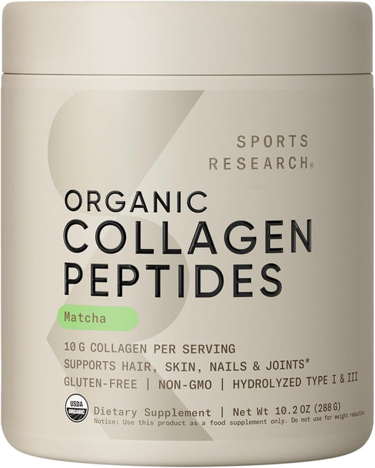 Sports Research Péptidos de Colágeno Premium en Polvo y Té Verde Ma...