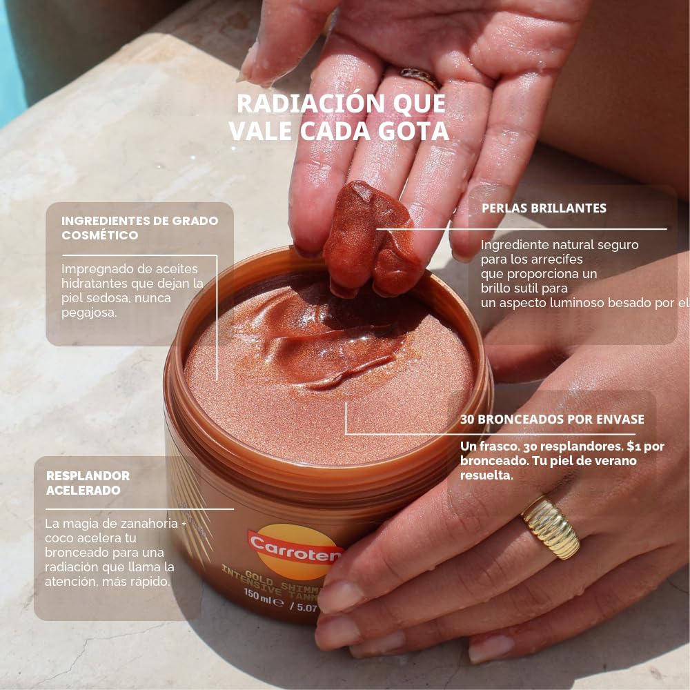 Gel de bronceado dorado brillante Carroten | Acelerador de broncead...