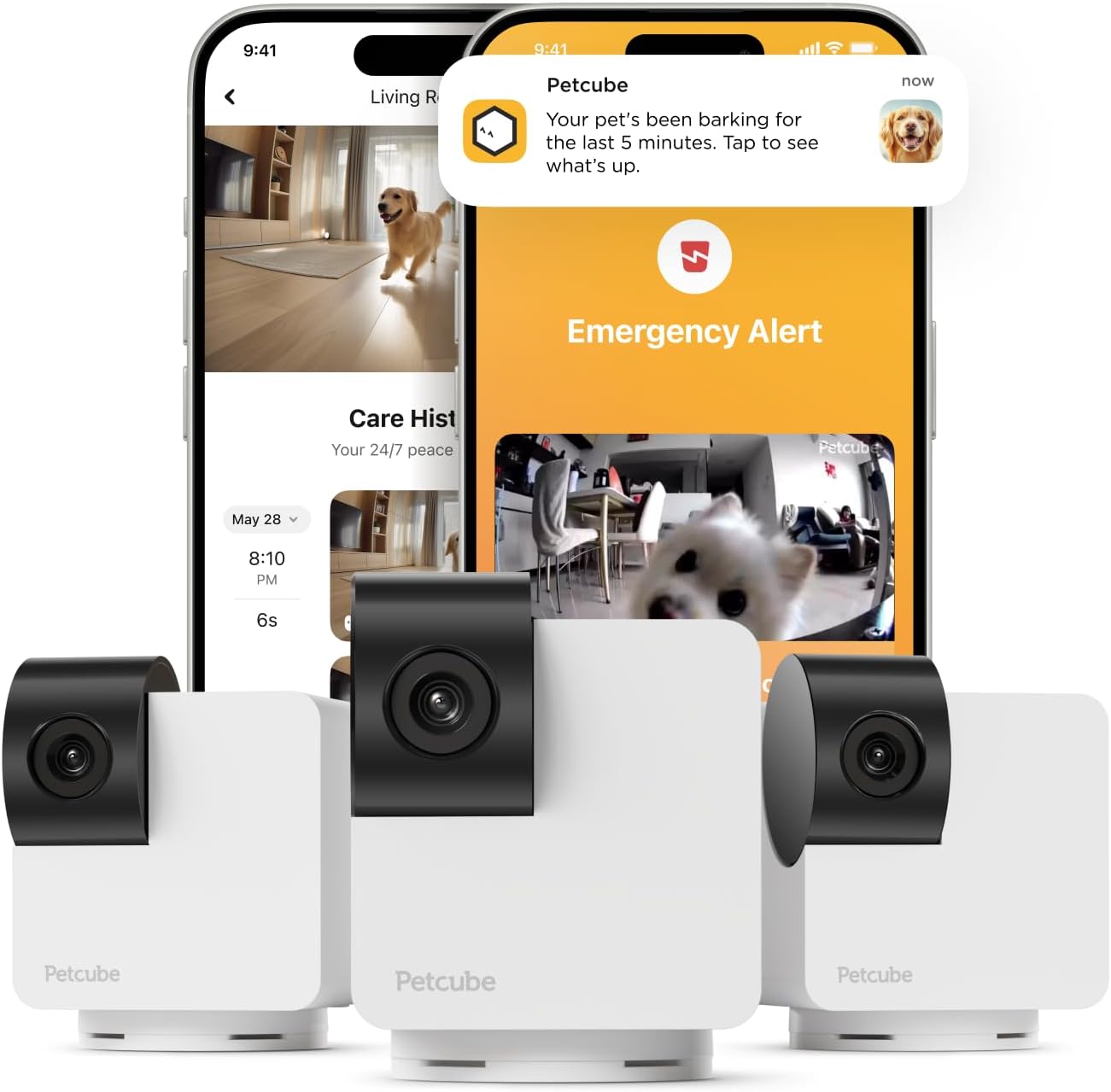 Petcube Cam 360 El paquete de 3 cámaras | Cámara de seguridad WiFi...