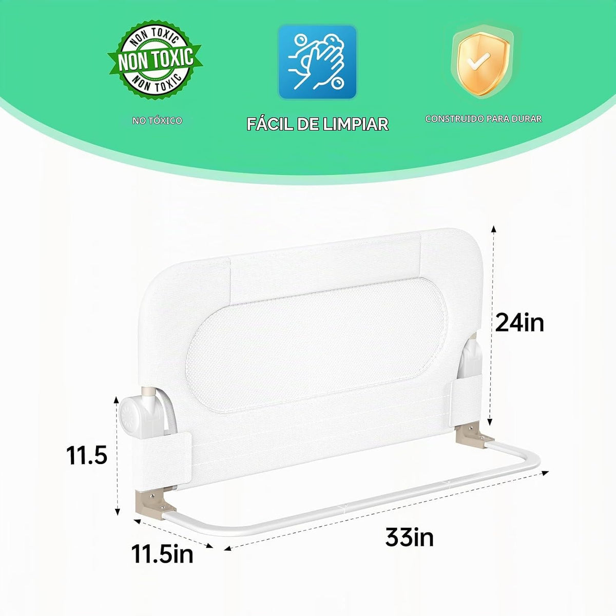 UPGOGO Riel de cama plegable para niños pequeños, blanco, 33 pulgad...