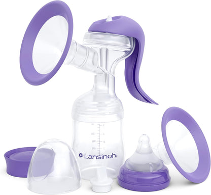 Lansinoh Extractor de leche manual, bomba de mano con borde cómodo,...