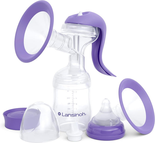 Lansinoh Extractor de leche manual, bomba de mano con borde cómodo,...