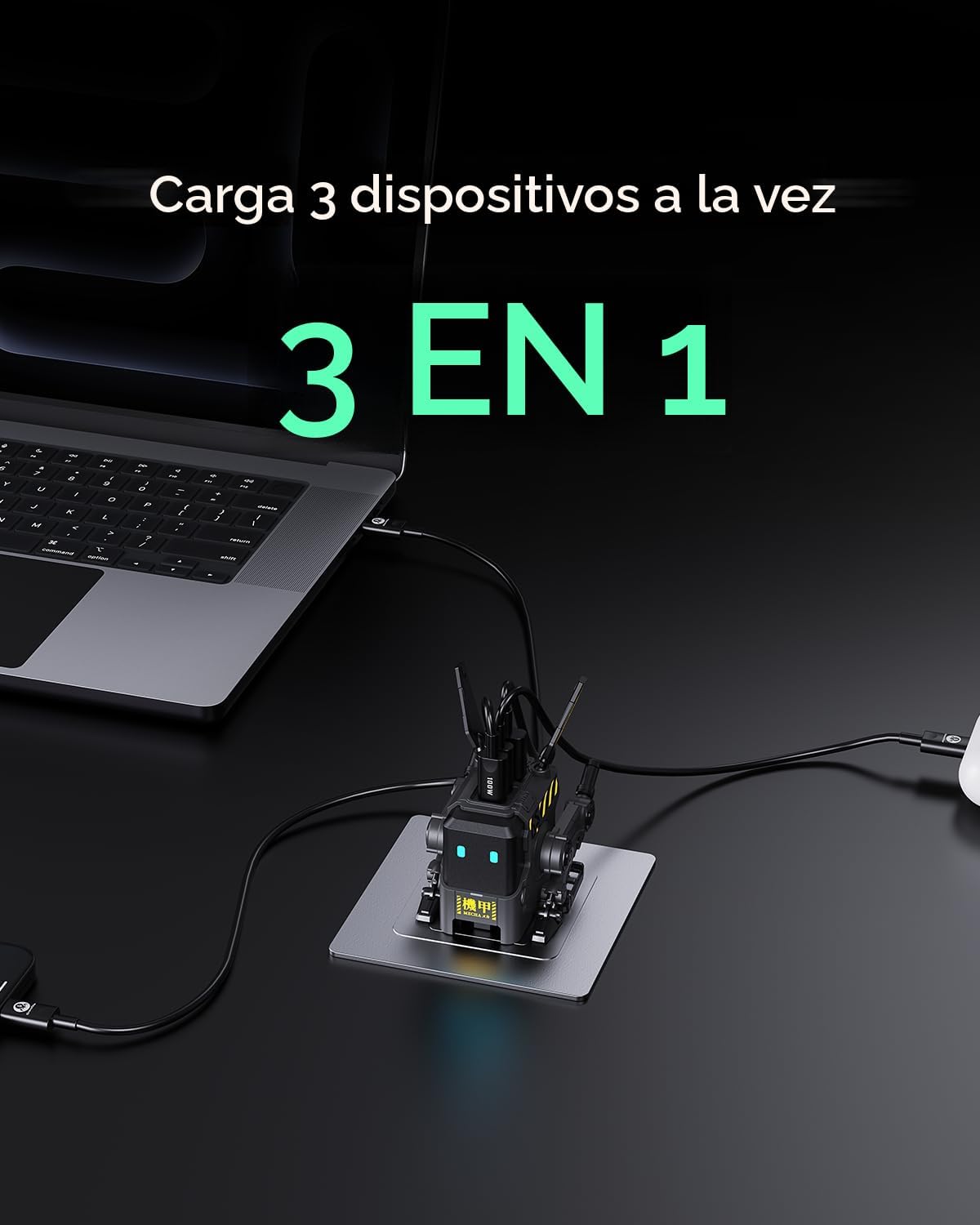 GravaStar Bloque de Cargador Rápido de Robot Alpha65 GaN de 65W, Ca...