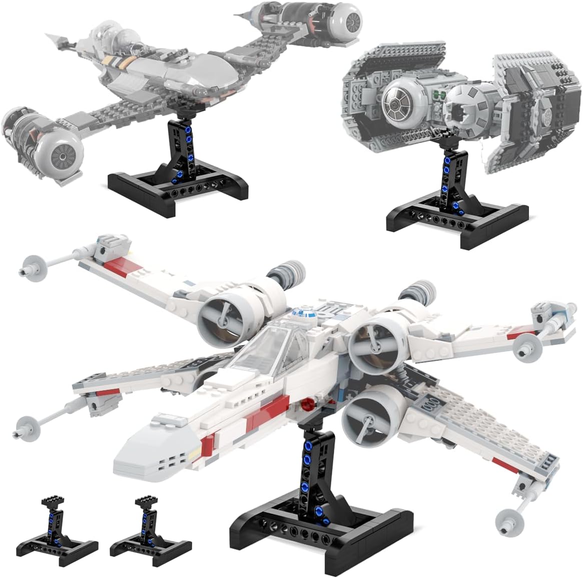 Soporte de exhibición para Lego X Wing (paquete de 2), soporte mejorado para Lego N-1, TIE Bomber, Fighter 75301 75325 75347 75333 75346 60226, regalo para niños y fanáticos (52 piezas)